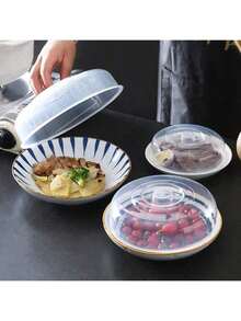 1pc Microwave Splash Guard - Universal Bowl/Dish Cover | Transparent Reusable Food Cover, Splatter Shield 1pc Microwave Oil Guard Round Plastic Bowl Lid With Handle, Food Preservation - Multicolor - View 4