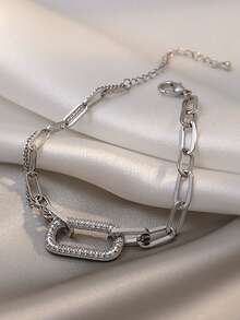 1pc Elegant Zirconia Hollow Square Design Bracelet, Chic & Luxurious Accessory For Women, Suitable For Daily Wear And Formal Occasions