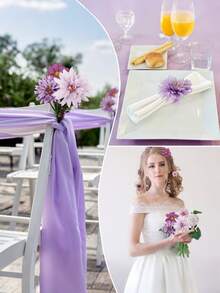 48 件紫色丝绸雏菊和人造玫瑰花头 - 散装人造花，用于 DIY 蛋糕装饰、花环、花圈和花束 - 非常适合婚礼、新娘送礼会、圣诞节装饰、青少年送礼会和家庭派对装饰 - 彩色 - 查看 3