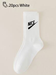 40pcs/30pcs/24pcs Unisex Comfortable Sports Socks, Men's Long Socks For Sports And Training, Women's Long Socks For Casual And Business Wear, Antibacterial, Soft, Black And White, Odor-Resistant, Moisture-Wicking, Lightweight And Comfortable, Suitable For Autumn/Winter, 20pcs/10pcs/8pcs/6pcs/4pcs/2pcs Set, Autumn