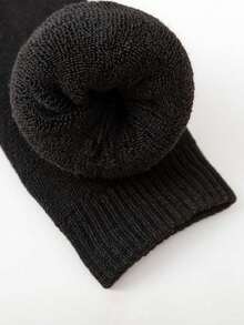 5 Pairs Women's Thick Warm Lined Black Mid-Calf Socks, Soft & Comfortable, Suitable For Autumn/Winter Daily Wear Or Outdoor Activities (1/3/5 Pairs) Christmas Gift - Multicolor - View 2