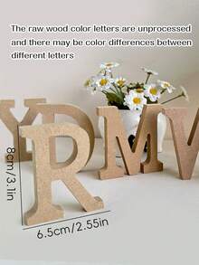 1pc Natural Wooden DIY English Alphabet Decorative Table Sign, Can Stand On Table, For Wedding, Party, Home Decoration Best Gifts Birthday Graduation