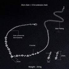 3pcs Simple Waterdrop-Shaped Rhinestone Necklace And Earrings Set Suitable For Women's Wedding, Birthday, Commemoration, Party - 金子 - 查看 5