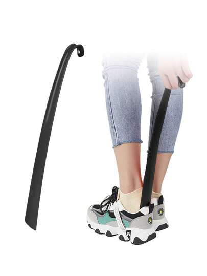 1pc/2pcs/10pcs Black Plastic Long Curved Hook Shoe Lifter, Hanging Shoe Puller Tool, Convenient For Pregnant Women And Elderly, No Bending Shoe & Boot Accessories, Autumn/Winter