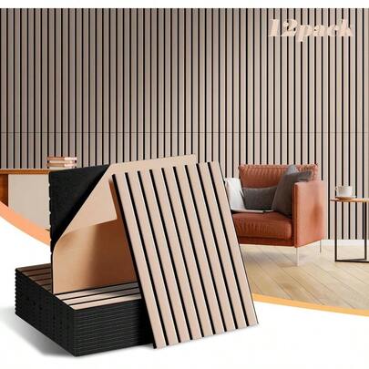 12 paquete de paneles acústicos de pared grandes, paneles insonorizantes de 16 x 12 x 0.4 pulgadas con autoadhesivo para tratamiento acústico en el hogar, oficina y estudio de grabación, color camello