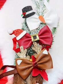 1 件圣诞宠物蝴蝶结，圣诞鹿角和圣诞帽元素，可调节圣诞限量版宠物蝴蝶结，皮革蝴蝶结，适合小型犬和猫 - 彩色 - 查看 5