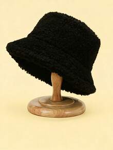 1 chiếc mũ tai bèo bằng len màu trơn cổ điển dành cho nữ, kiểu Hàn Quốc, mũ ấm áp che nắng đa năng dành cho học sinh, mùa đông. - Nhiều màu - Xem 15