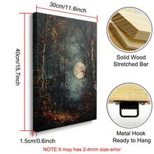 1pc Framed/Unframed Gothic Style Forest Moon Night Aesthetics Art Retro Poster Dark Academia Moody Vintage Painting Canvas Print Wall Picture Ideal Gift For Dorm,Apartment,Living Room,Bedroom,Home Decoration - Multicolor - View 11