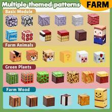 DIY 农场磁性积木 - STEM 玩具套装创意磁性玩具，教育性磁性学习玩具，磁性玩具套装，立方体建筑玩具男孩女孩生日礼物 - 彩色 - 查看 2