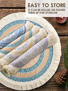 1pc INS Style Round Cotton Linen Placemat/Cup Mat/Heat Insulation Pad