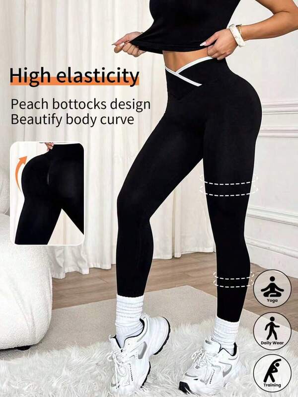 Pantalones de entrenamiento de cintura alta negros para mujer - Control de abdomen, levantamiento de glúteos, sin costuras y cómodos, para yoga, gimnasio y actividades al aire libre