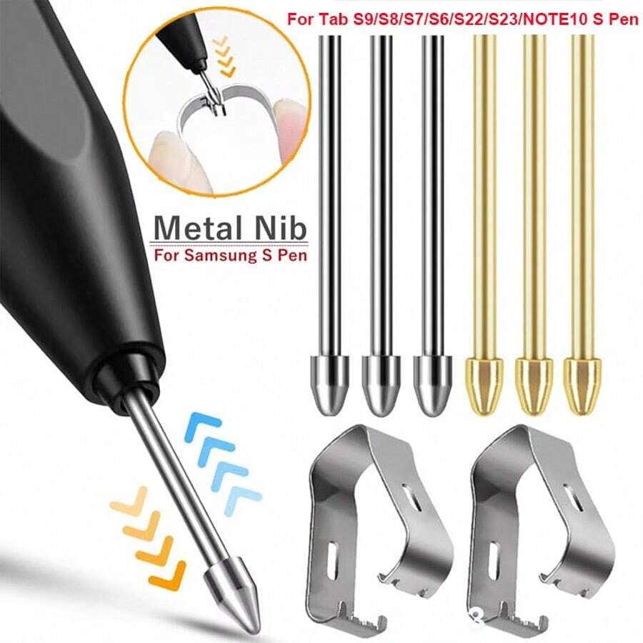 Metal Pen Tips Titanium Alloy Replacement Pen Nib For Samsug Galaxy Tab S6 S7 S8 S9 S22 S23 S24 Note20 Note10 Stylus Tip Replacement Tablet Pencil Nib With Clip Tool - Replacement Pen Nibs - View 1