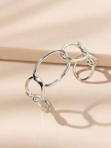 1 Piece Simple Metal Open Bracelet (Adjustable Size) - Silver - View 4