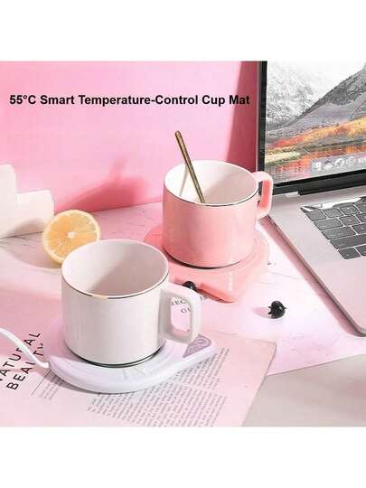 1 szt. Przewód zasilający USB, inteligentny, termiczny podgrzewacz do kubków, stała temperatura 55°C, podgrzewacz do kawy i mleka, wyłącznik czasowy, materiał ABS, nie wymaga baterii, idealny do utrzymywania ciepła napojów, podgrzewanie napojów | nowoczesna estetyka | trwały element grzewczy, akcesoria do kawy