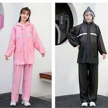 2pcs Women Outdoor Casual Cycling Raincoat + Pants Set, Waterproof Zipper Full Body Motorcycle Rain Gear With Double Visor & Pockets