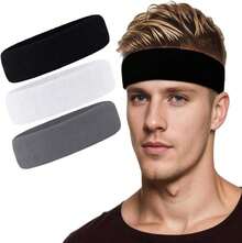 3 Pack Men &Amp; Women Sweatband Headband Terry Cloth Moisture Wicking For Sports Tennis Gym Work Out - 色彩J - 查看 2