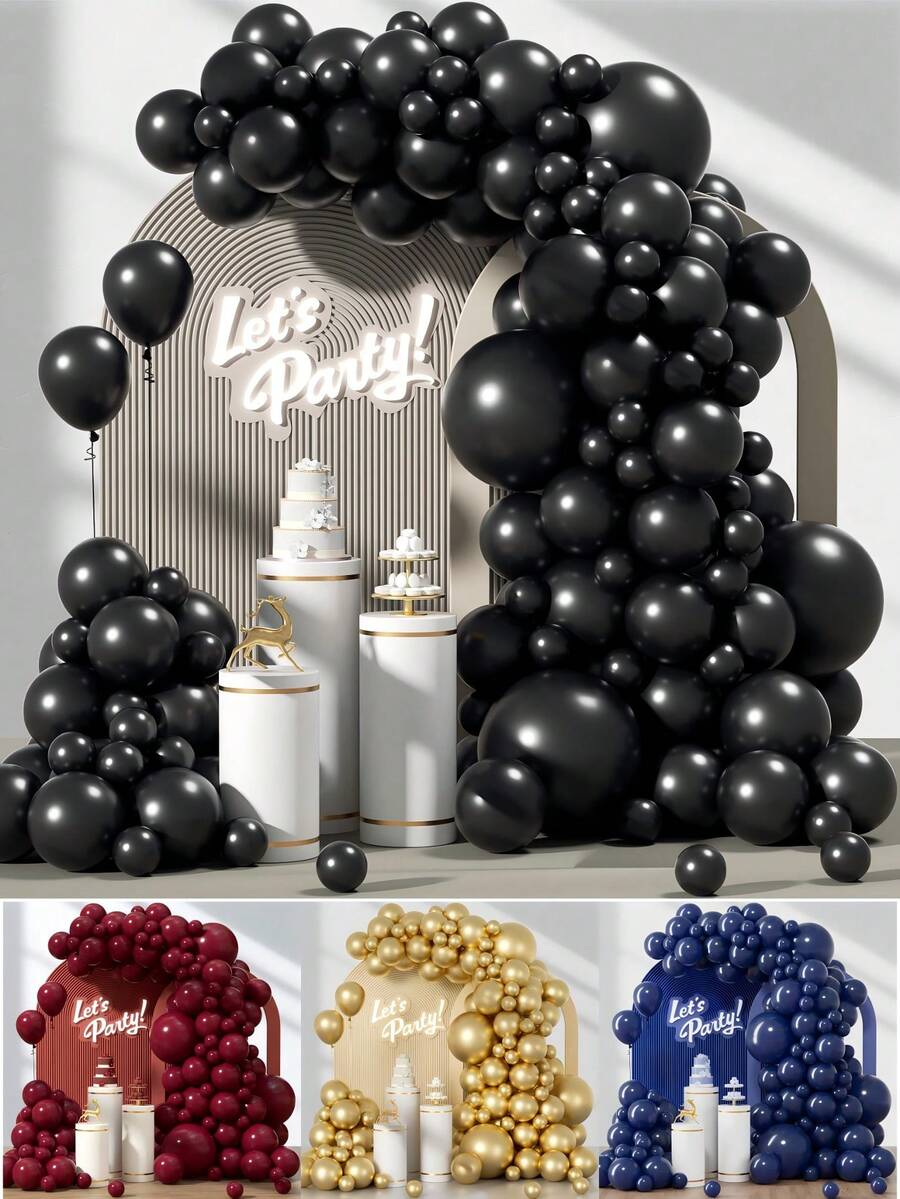93pcs Black Balloon Garland Arch Set, Suitable For Graduation Celebration, Boy Girl Children Birthday, Baby Shower, Party Decoration - Black - View 1