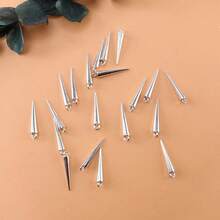 20/100pcs Cone-Shaped Long Spike Pendants, DIY Necklace Bracelet Earring Keychain Jewelry Making, Cool Style For Men And Women - Silver - View 2