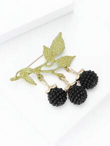时尚珐琅黑莓吊坠胸针 女士 男士 植物别针 西装别针 配饰 礼物 - Blackberry Pendant Brooch - 查看 11