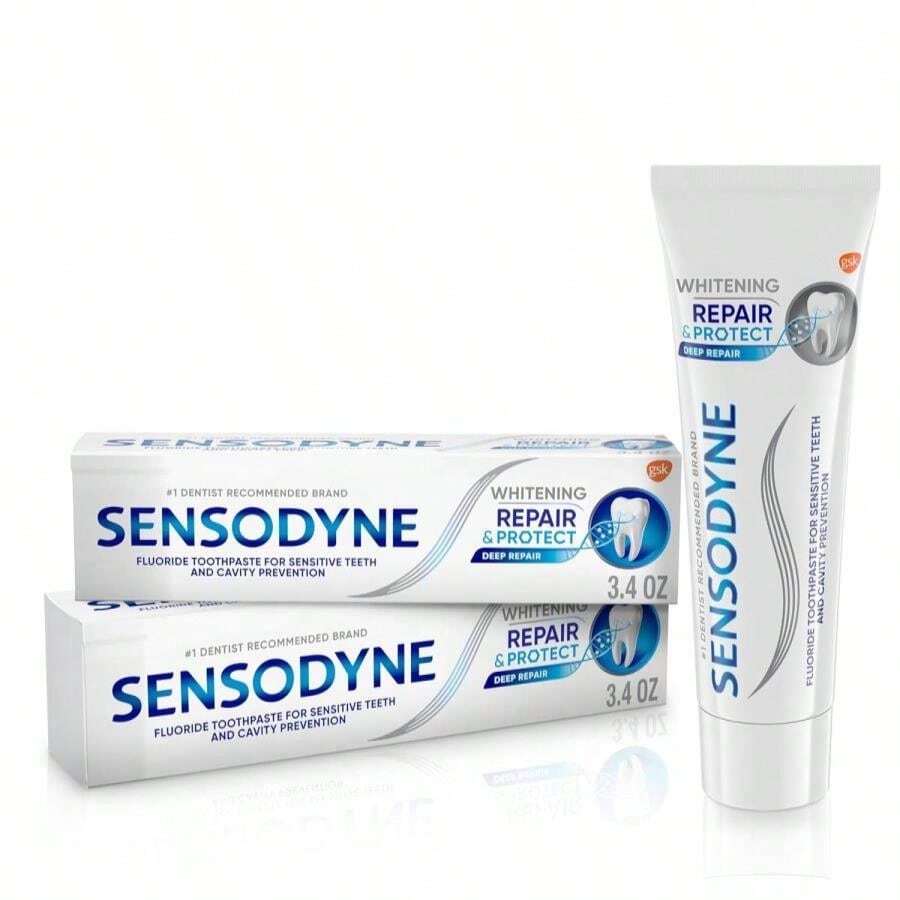 Sensodyne Repair And Protect Whitening Toothpaste, Toothpaste For Sensitive Teeth And Cavity Prevention, 34 Oz (Pack Of 2) - Tên hương vị B - Xem 1