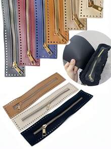 Elegant -Leather Zippers: , Double-Sided & Braided With Needle Thread Hole - Perfect In Beige, Black, & Light Brown - Multicolor - View 1