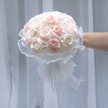 1pc Wedding Bouquets For Bride Bridesmaid, Round Holding Bouquet Throw Toss Artificial Rose Flower Bunch For Wedding, Hand Holding Flower Bouquet For Valentines Day Decor, Party Supplies And Home Decor - 樣式2 - 查看 1