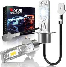 KATUR Bombilla H11 LED 22000LM 6000K Blanco, Bombilla LED H11  H9 para Faros De Coche 80W 500% Brillo Sin Ventilador Mini Tamaño Plug and Play Kit De Conversión Halógeno Reemplazo, Paquete De 2 - H3 - Ver 2