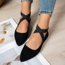 Zapatos de mujer, bailarinas clásicas de moda negro de punta fina para damas, zapatos planos antideslizantes para exteriores, bailarinas de punta fina, bailarinas, bailarinas con lentejuelas con purpurina, bailarinas con tira elástica, mocasines, bailarinas de estampado de leopardo, versátiles para fiesta, escuela, uso diario, fitness al aire libre, senderismo - Negro - Ver 7