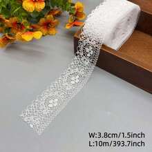 Cuộn ruy băng viền vải ren trắng 7 kiểu 70M, ren thêu thủ công dùng để may vá, đồ thủ công tự làm, trang trí váy cưới và tiệc sinh nhật - Nhiều màu - Xem 17