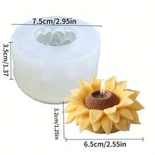 1 件向日葵形状硅胶蜡烛模具，逼真的花瓣设计，高品质可重复使用的柔性模具，适用于香薰蜡烛、石膏、树脂艺术、母亲节、情人节、婚礼、圣诞节、感恩节和生日礼物、蜡烛制作、装饰工艺品 - 白色 - 查看 6