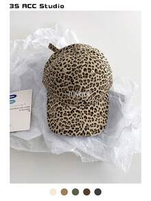 1pc Vintage Leopard Print Letter Embroidered Soft Crown Unisex Baseball Cap, Fashion Streetwear Curved Brim Cap
