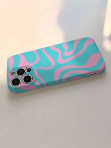 1 Stück Wellen-Rippel Minimalistisch Künstlerisch Farbblock Asymmetrisches Muster Perforierter Glänzender Filament Hartschalen Handyhülle, geeignet für iPhone 11/12/13/14/15/16 Pro Max