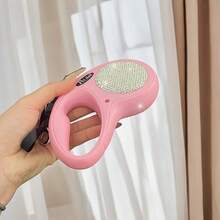 1pc Elegant Rhinestone Studded Pink Retractable Dog Leash, 10ft Durable Pet Lead With Ergonomic Handle And Keychain Clip, Outdoor Walking Rhinestone Dog Leash, Fashionable & Portable Pet Leash For Travel, Birthday Party, Holiday Gift, Decorative Artwork, Halloween, Thanksgiving, Christmas