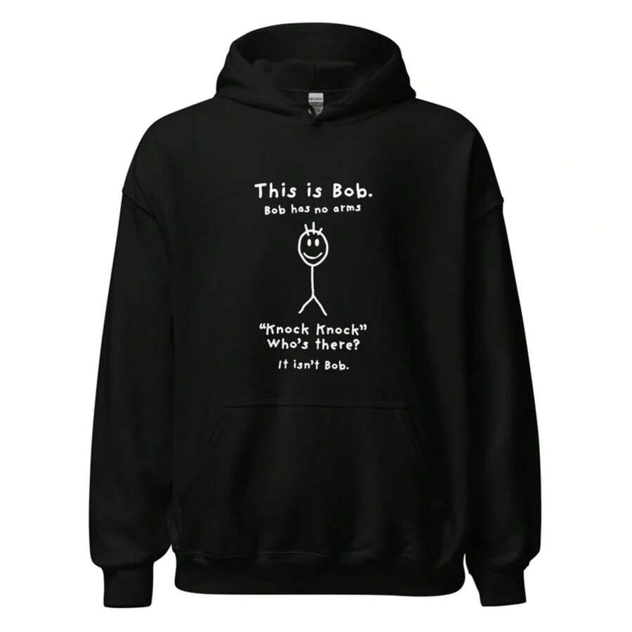 This Is Bob Hoodie, Funny Hoodie, Black Humor Hoodie, Meme Hoodie, Man Woman Hoodie, Internet Meme Hoodie, Graphic Hoodie - 黑色 - 查看 1