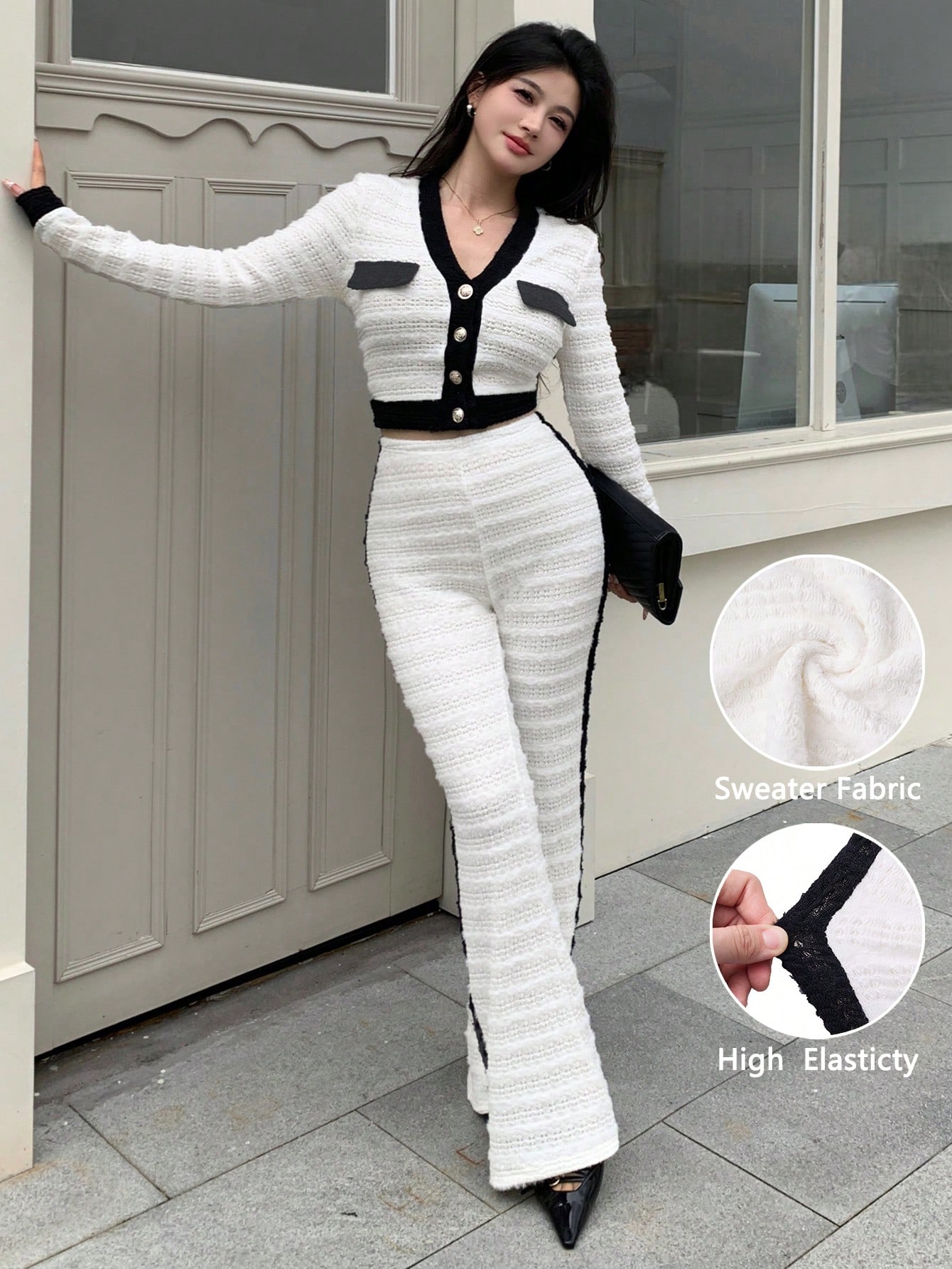 abyoxi بدلة نسائية من قطعتين تتكون من كارديجان أسو...