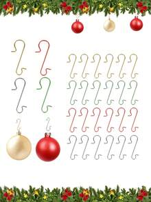 50pcs Colorful Small Hooks Christmas Decorations, Metal Small Hanging Accessories, Christmas S-Hooks Home Decor Room Decor Winter Christmas Decorations Home Christmas Gifts Christmas Decor