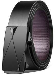 男士时尚枪黑色自动扣休闲全皮带适合日常佩戴，作为送给男士的礼物，中青年男士商务休闲腰带工作节日礼物情人节适合青少年夏季休闲户外运动或度假旅行或毕业礼物或生日礼服配饰或日常穿着 - 彩色 - 查看 9