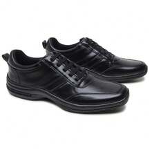 Men's Comfort Shoes, Black Coffee, Leather, Everyday, Tennis Style, Soft, Orthopedic, Comfortable - màu đen - Xem 2