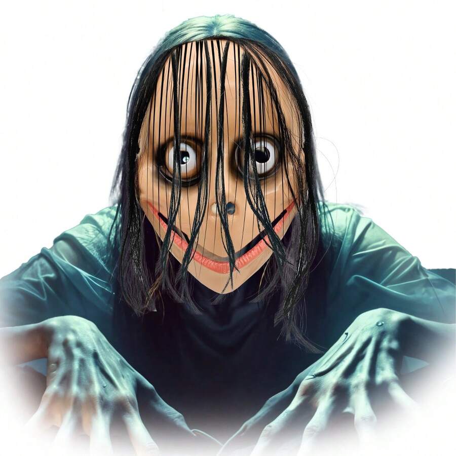 GRUPO CARNAVALLIA Momo Halloween Mask Horror Face Creepypasta Economical - Beige - View 1