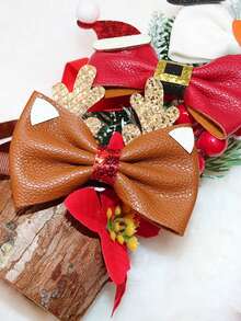 1 件圣诞宠物蝴蝶结，圣诞鹿角和圣诞帽元素，可调节圣诞限量版宠物蝴蝶结，皮革蝴蝶结，适合小型犬和猫 - 彩色 - 查看 6