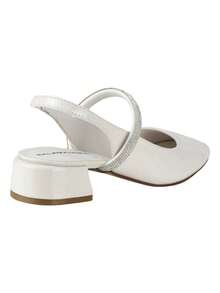 Zapato De Charol Mujer Tacón Bajo  Hielo Sandalias De Mujer Elegantes Y Cómodas Con Tacón Bajo Ideal Para Fiestas Y Eventos Especiales - Blanco - Ver 4