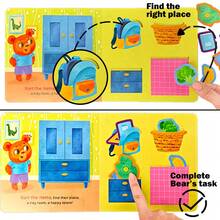 Bear's Tidy Up Time, Push-Pull Books, Busy Book, Preschool Habit Formation Picture Book, Cultivate Good Habits And Life Skills In Children, Children's Fun Mechanical Books, Educational Toy Books, Gift Christmas, Halloween & Birthday Present - Multicolor - View 9