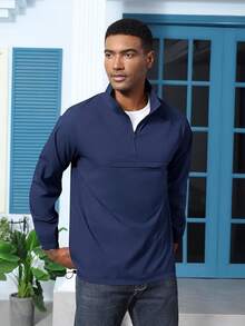 Men's Lightweight Quarter Zip Pullover Windbreaker For Golf  Hiking  Running Wind Breaker Jackets With Pockethalloween - Hải quân - Xem 10