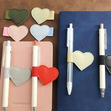 1pc Piece Self-Adhesive Heart-Shaped Pen Clip, Waterproof Leather Writing Pen Clip, Portable Pen Clip, Home Study Reading Book Self-Adhesive Sticky Notes Clip, Notebook Accessories Pen Clip,School Teacher Office Supplies Stuff,Bible Study Supplies Notebook Book,Back To School Supplies,Burn Book,Planner Journal Notebook