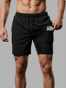 Shorts 2 em 1 Masculino Bermuda Dry Fit com Forro de Compressão e Bolso Interno Academia e Corrida - Preto - Visão 7