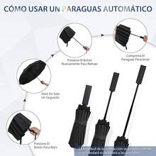 Paraguas Reforzado Automático Sombrillas para Sol y Lluvia Sol Paraguas Grande con 24 Varillas Paraguas Plegable de Bolsillo Sombrilla UV UPF50+ Resistente al Viento Hombres y Mujeres - Negro - Ver 3