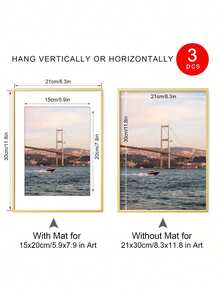 3pc Poster Frames Aluminum Gold 30x40cm 50x70cm 40x60cm Picture Photo Frame For Photo Gallery Simple With HD Plexiglass Mat, Horizontal Or Vertical Wall Mounting, For Wall Art Mounting Print Home Decor Living Room Decoration Christmas Valentine's Day Gift - 金色3pcs - 查看 12