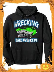 Wrecking Season Demolition Derby Pullover Hoodie - Fashionable Hooded Sweatshirt - Gifts For Men Women Mom Dad Friends,Fall Hoodies,Men's Fall Clothes,Street Wear,Halloween,Mens Hoodies,Y2k Clothes,Jesus Hoodie,Thanksgiving Day,Nightmare Before Christmas,Christmas - màu đen - Xem 1