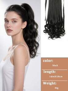 14英寸/18英寸/22英寸合成纤维抽绳马尾夹式假发，适合女性在圣诞节和万圣节佩戴 - 黑色 - 查看 15