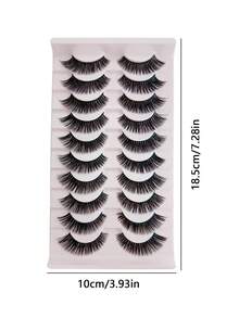 10 paia di ciglie finte spesse, ricci naturali, ricci DD, ciglie finte voluminose, ciglie a forma di occhio di gatto, ciglie finte in pelliccia di visone finta, strumento di trucco per ciglie finte a cartone animato voluminose